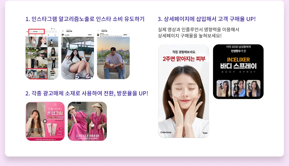 인플루언서 콘텐츠를 인스타그램 노출, 광고 소재, 상세페이지에 활용하는 세 가지 방법